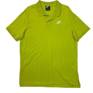 Nike Polo Shirt Mens Large Limelight Cotton Sportswear Short Sleeve Swoosh Golf